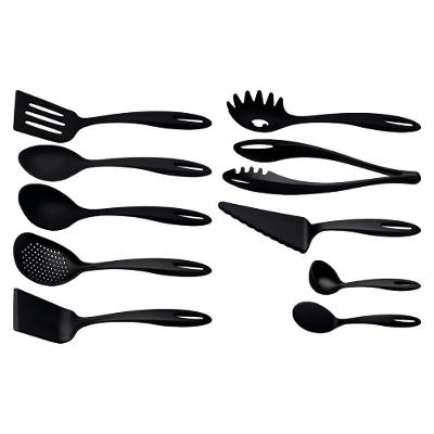 Jogo de Utensílios Ability em Nylon para Cozinha Antiaderente Preto Tramontina 10 Peças