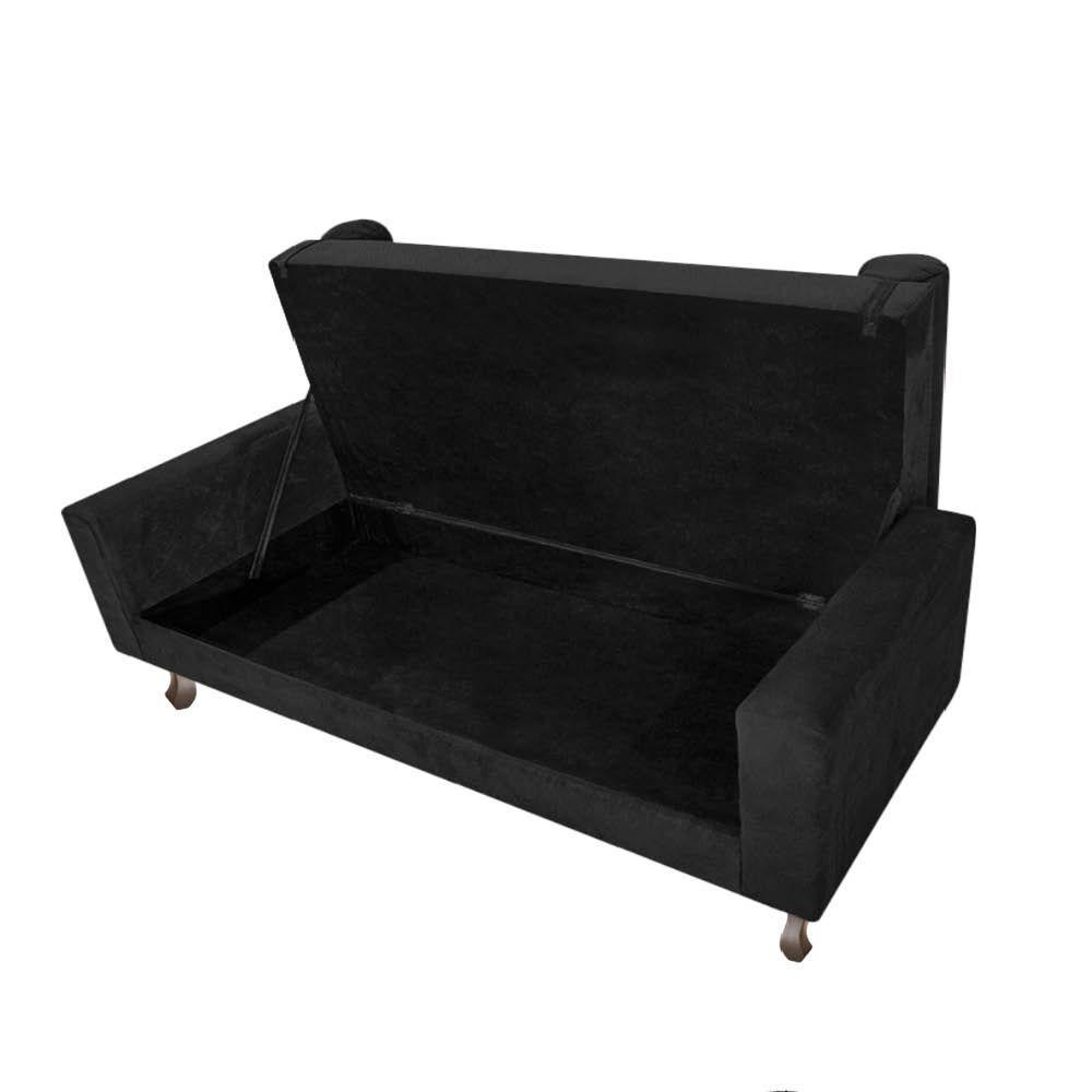 Recamier Baú Félix Solteiro 100cm Suede Preto - 3