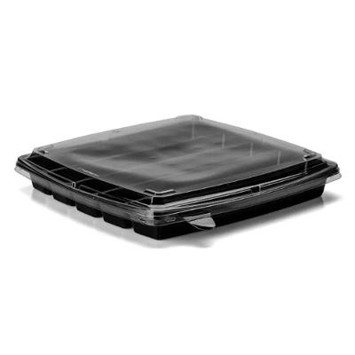 Embalagem Oriental GO902 com 5 Divisões Polipropileno Tampa PET Funcional para Sushi Preto
