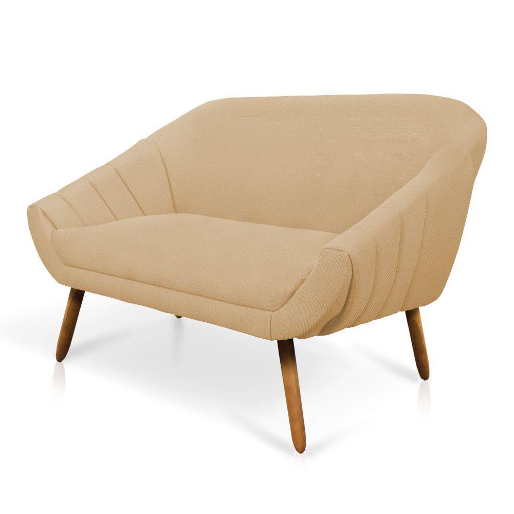 Namoradeira Giovana 02 Lugares Linho Pés Palito Castanho A27 Areia - 6