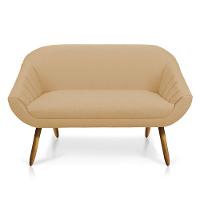 Namoradeira Giovana 02 Lugares Linho Pés Palito Castanho A27 Areia - 1