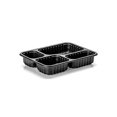 Bandeja de Refeição G324 com 4 Divisórias Polipropileno Freezer e Micro-ondas Preto Galvanotek 100