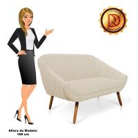 Namoradeira Giovana 02 Lugares Linho Grosso Bege A19 Pés Palito Castanho - 3