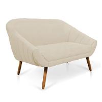 Namoradeira Giovana 02 Lugares Linho Grosso Bege A19 Pés Palito Castanho - 6