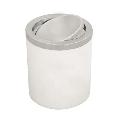 Lixeira Útil 5L Polipropileno Basculante Aço Inox Branco Tramontina