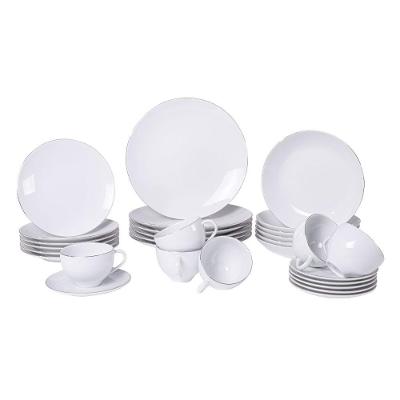 Aparelho de Jantar Atena 30 Peças Porcelana Decorada para Uso Diário Branco
