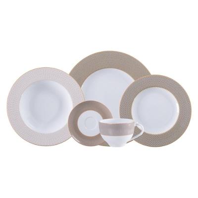 Aparelho de Jantar Aurum 30 Peças Porcelana Decorado para Uso Diário Tramontina