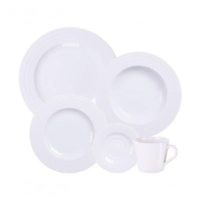 Aparelho de Jantar Vibrare 20 Peças Porcelana Liso para Uso Diário Branco