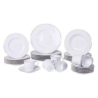 Aparelho de Jantar Joana 30 Peças Porcelana Decorada Branco Tramontina