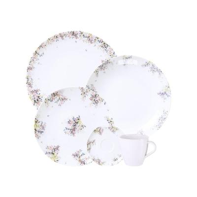 Aparelho de Jantar Fogli 20 Peças Porcelana Estampado Floral para Uso Diário Branco Tramontina