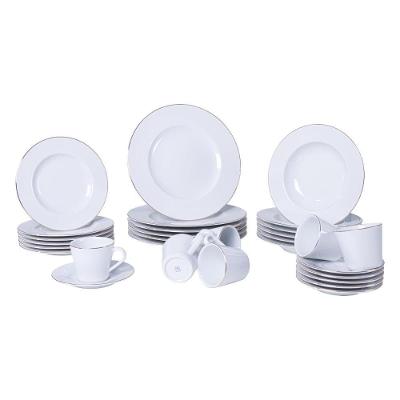 Aparelho de Jantar Anna 30 Peças Porcelana Liso Branco Tramontina