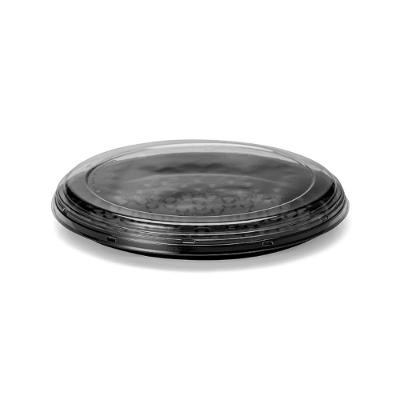 Bandeja para Pizza G230 Rasa em Polietileno com Tampa PET Cristal para Micro-ondas Preto Galvanotek