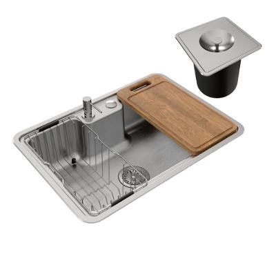 Cuba Massima Retangular Embutir Aço Inox Fosco Inox com Acessórios e Lixeira 6L Docol