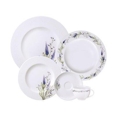 Aparelho de Jantar Lilla Porcelana Decorada Floral 30 Peças Branco Tramontina