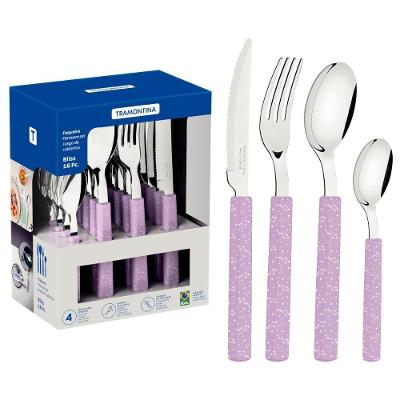 Faqueiro Bliss 16 Peças Aço Inox Polido com Cabos de Polipropileno Lavanda Tramontina