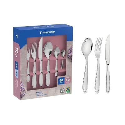 Faqueiro Laguna 60 Peças Aço Inox Polido para Mesa Prata Tramontina