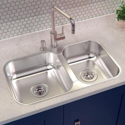 Cuba Dupla Tramontina Isis Retangular Embutir Aço Inox Polido Prata 69,2CM