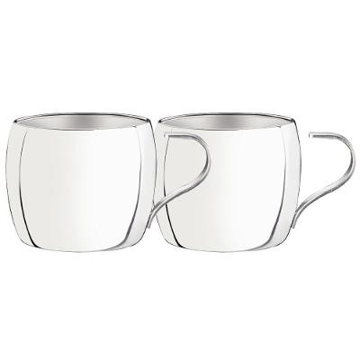 Conjunto de Xícaras Chá e Café em Aço Inox com Paredes Duplas 2 Peças Prata Tramontina