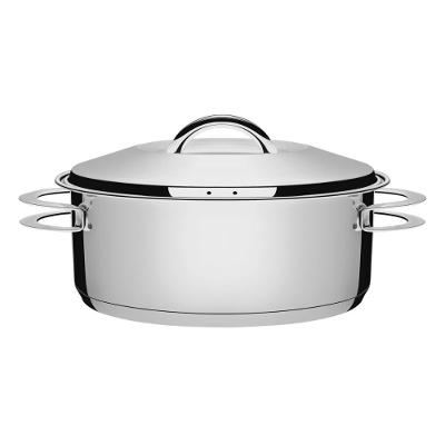 Caçarola Solar Rasa Aço Inox Fundo Triplo 28CM 7,1L com Tampa e Alças Tramontina