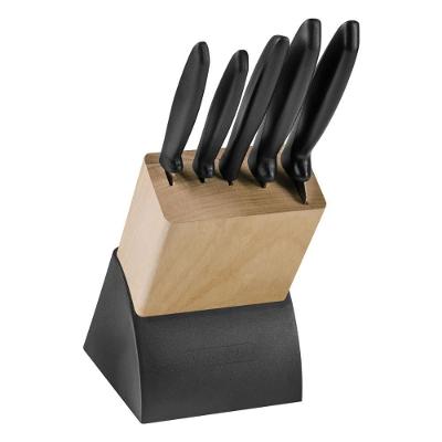 Jogo de Facas Plenus com Lâminas em Aço Inox 6 Peças para Cozinha com Suporte de Madeira Tramontina
