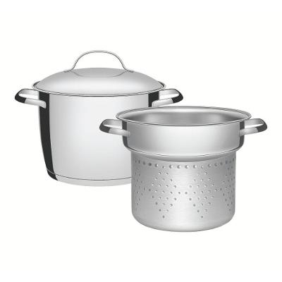 Jogo Cozi-pasta Tramontina Allegra em Aço Inox 20CM com Fundo Triplo 2 Peças