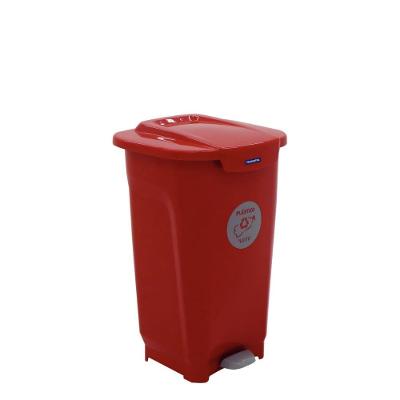 Lixeira T-force 50L Polipropileno com Pedal Coleta Seletiva Vermelho Tramontina