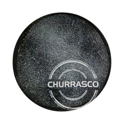 Prato Raso Churrasco Carbon Porcelana Decorado para Uso Diário Preto Tramontina 25CM