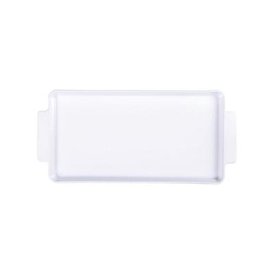 Travessa Retangular Maria Augusta em Porcelana para Servir Resistente a Micro-ondas Mesa Branco