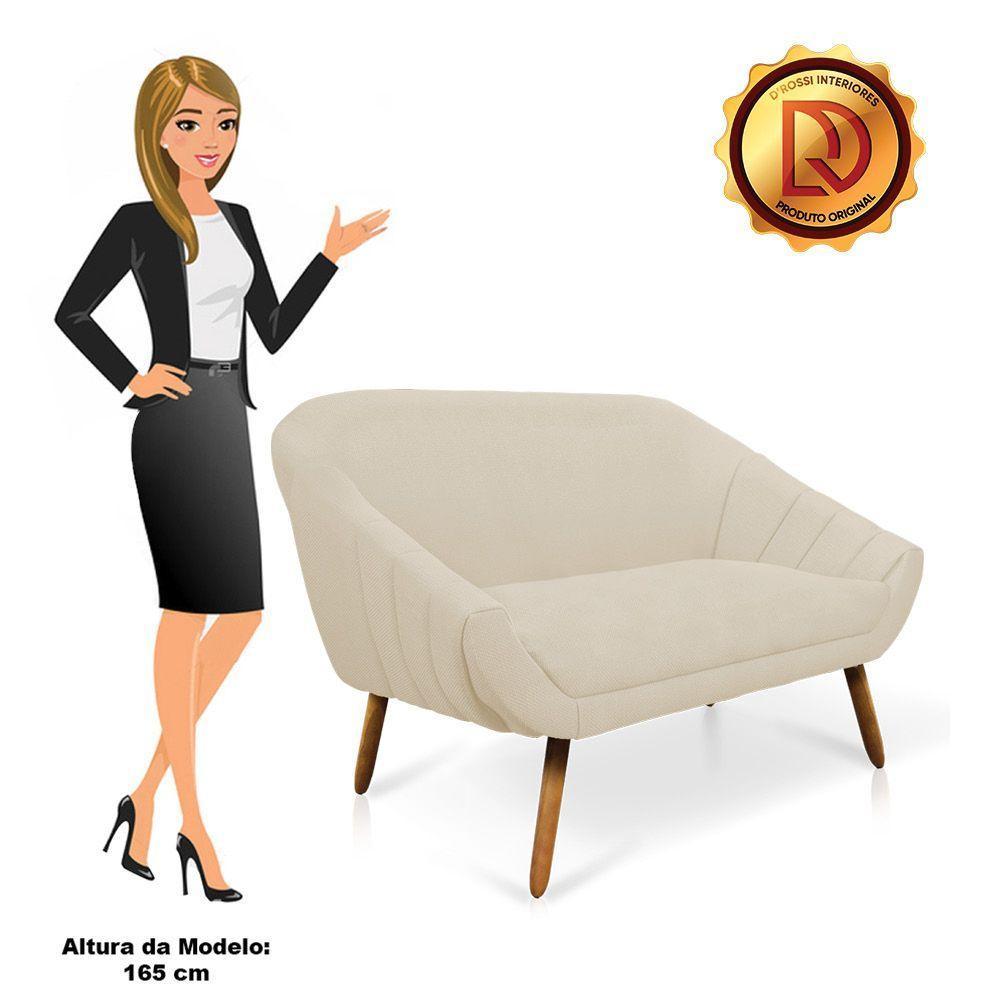 Namoradeira Giovana 02 Lugares Linho Pés Palito Castanho A19 Grosso Bege - 3