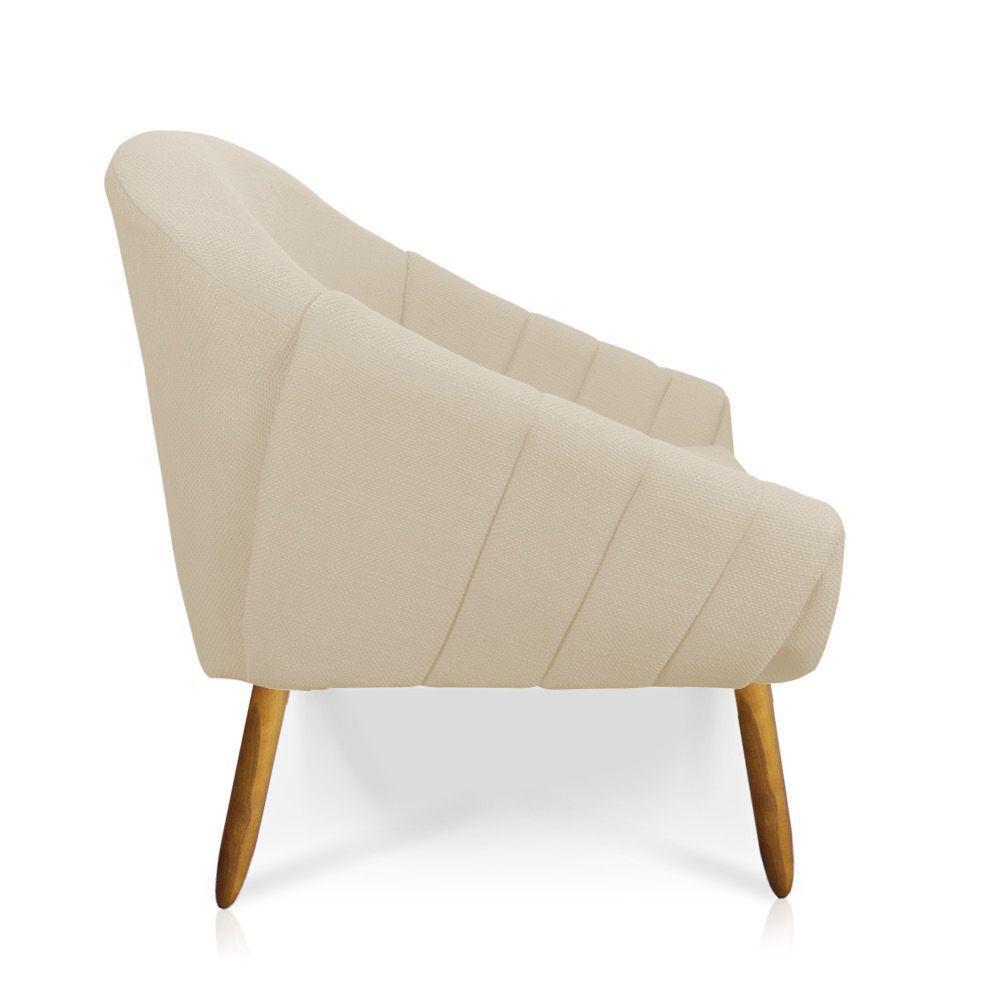 Namoradeira Giovana 02 Lugares Linho Pés Palito Castanho A19 Grosso Bege - 5