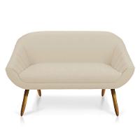 Namoradeira Giovana 02 Lugares Linho Pés Palito Castanho A19 Grosso Bege - 1