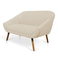 Namoradeira Giovana 02 Lugares Linho Pés Palito Castanho A19 Grosso Bege