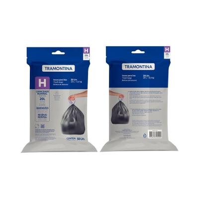 Saco Plástico de Lixo 20L com Alça Manual Preto Tramontina 30 Unidades
