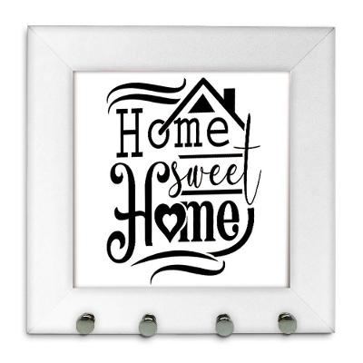 Porta Chaves de Parede Home Sweet Home com 4 Suportes Branco Soleil Home Decor 12CM