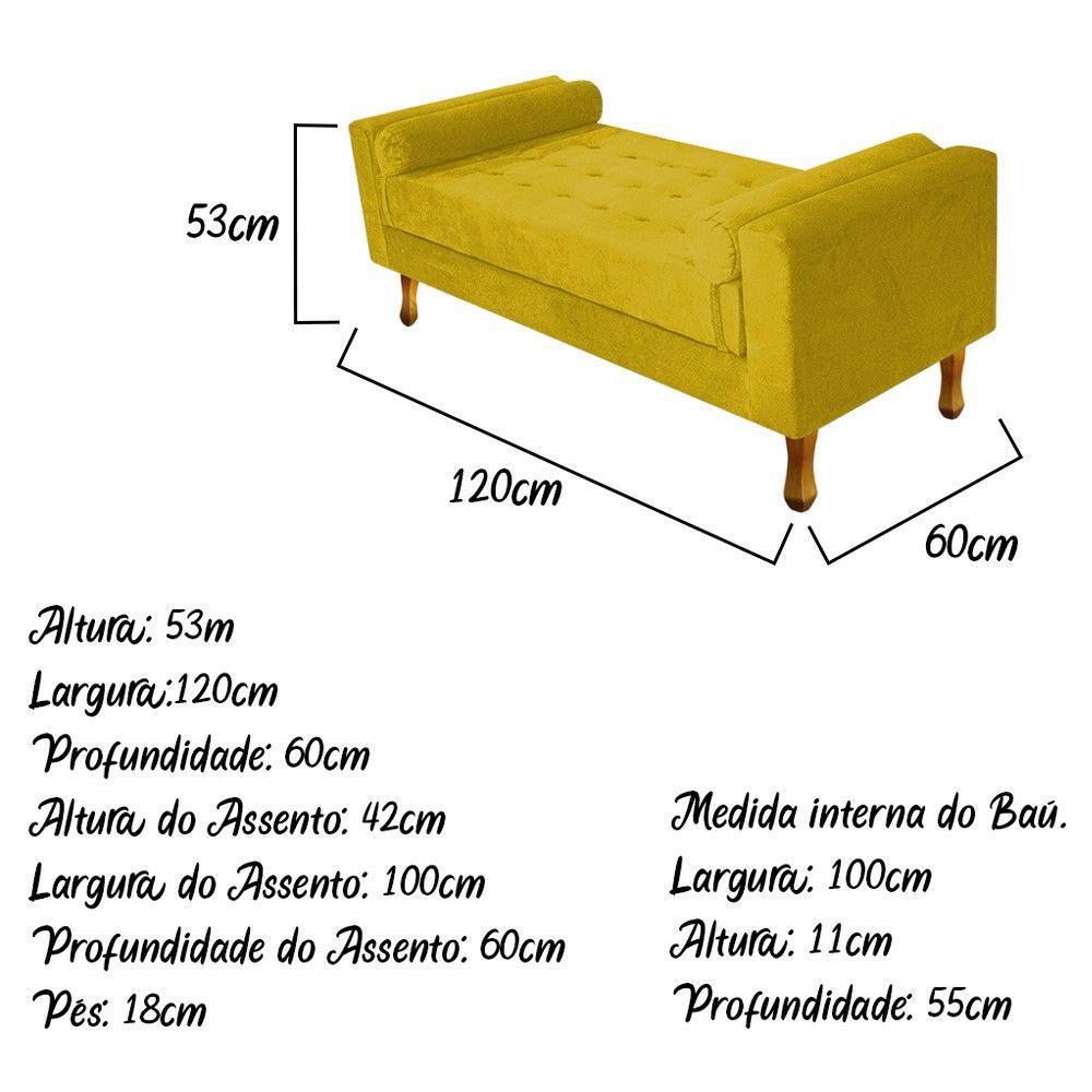 Recamier Baú Félix Solteiro 120cm Suede Amarelo - 5