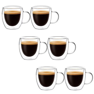 Xícara KITCP1506 Café Chá Capuccino com Alça Vidro Borossilicato Parede Dupla Transparente 150ML