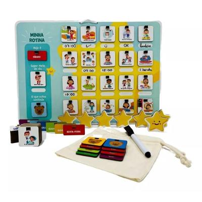 Brinquedo Educativo Infantil Minha Rotina Estrelinhas Quadro com Atividades Emoções e Estrelinhas