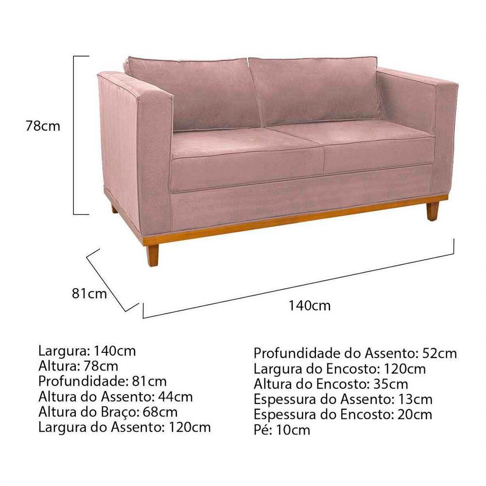 Kit Sofá 2 Lugares e Poltrona Europa Linho Rosê - 5