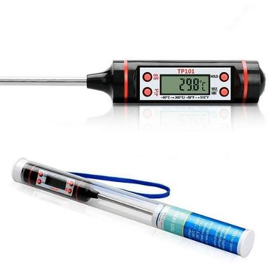 Termômetro Culinário Digital TP101 Medição Alimentos Aço Inox e Polipropileno Visor LCD para Cozinha