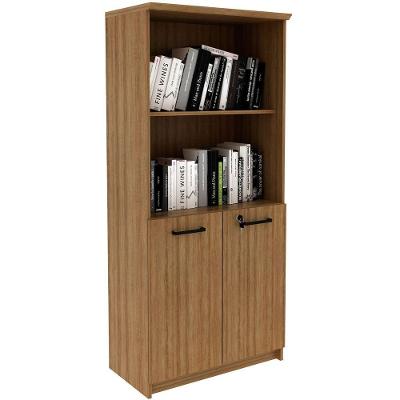Armário para Escritório Alto 2 Portas 2 Prateleiras MDP 70CM Amêndoa Tecnomobili