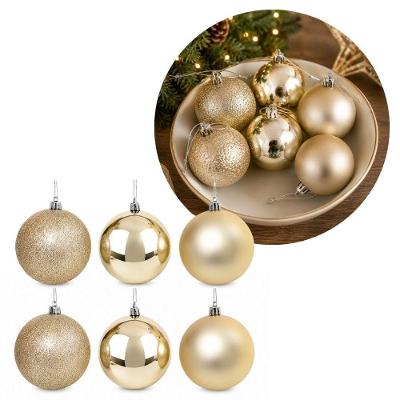 Bola de Natal Champanhe Prime Texturas Mistas 8CM 6 Unidades Plástico PP e Isopor Master Christmas