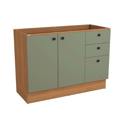 Balcão de Pia Pixel 2 Portas 3 Gavetas MDP 120CM Verde Frevo Kappesberg