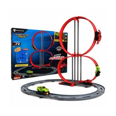 Pista de Corrida com Carrinho Elétrico Pista Corrida Radical Looping Duplo Antigravidade Vermelho DM