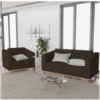 Kit Sofá 2 Lugares e Poltrona Europa Corano Marrom - 6