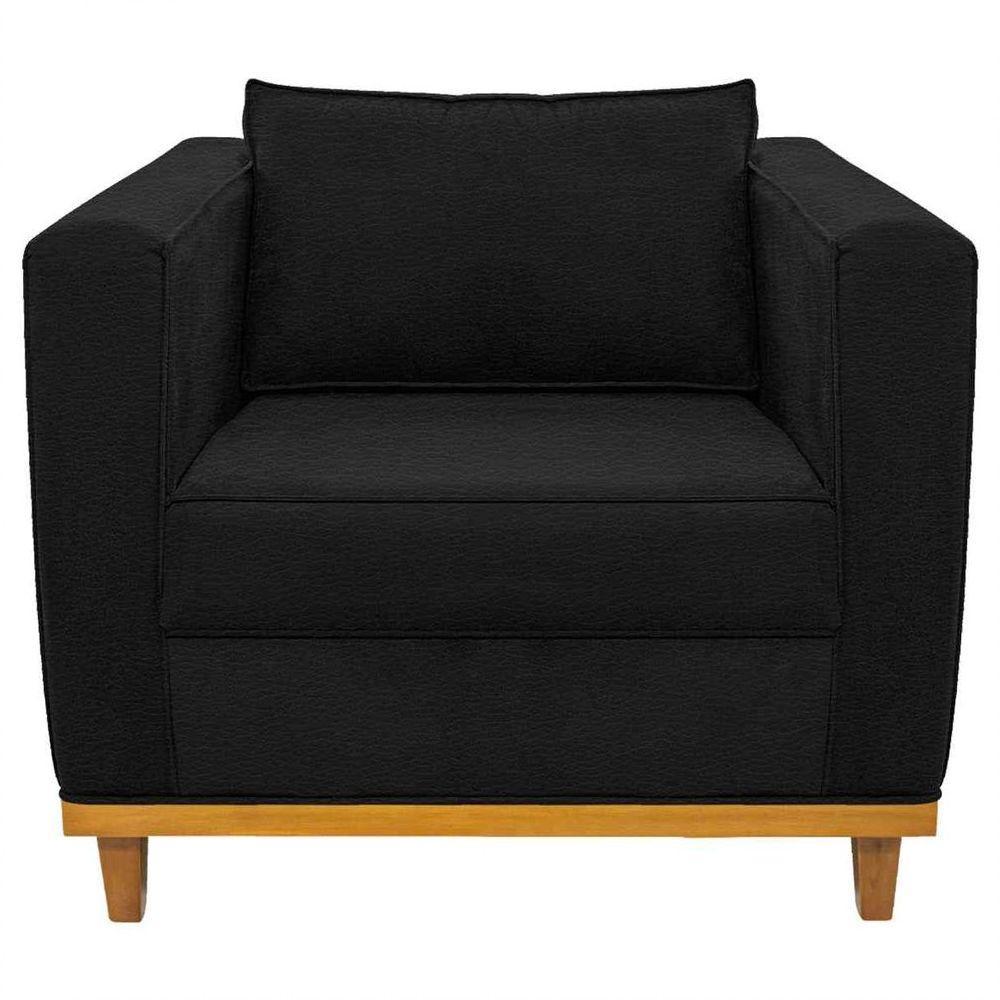 Kit Sofá 2 Lugares e Poltrona Europa Corano Preto - 3