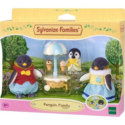 Boneco Sylvanian Families Família dos Pinguins com Membros Articulados Branco Epoch 5694