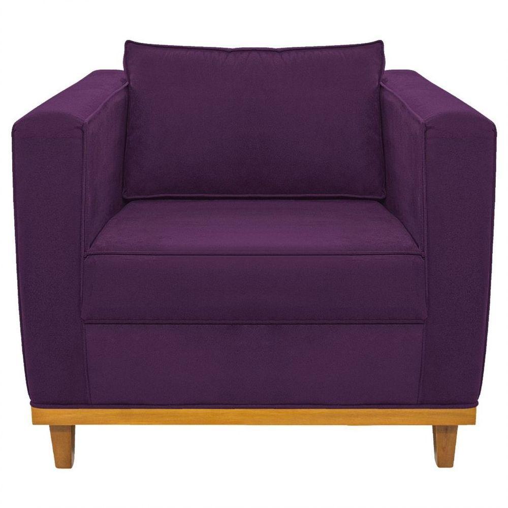 Kit Sofá 2 Lugares e 2 Poltronas Europa Suede Roxo - 2