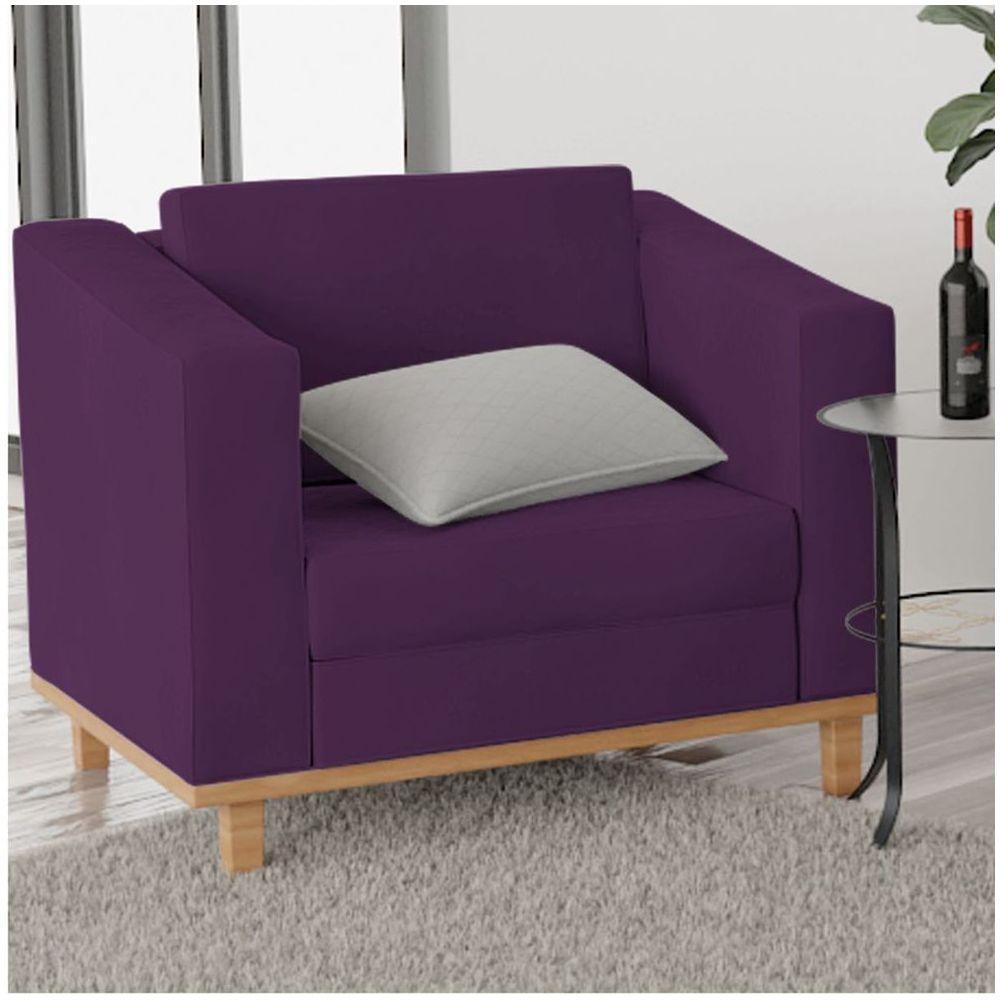 Kit Sofá 2 Lugares e 2 Poltronas Europa Suede Roxo - 5