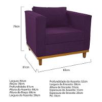 Kit Sofá 2 Lugares e 2 Poltronas Europa Suede Roxo - 3