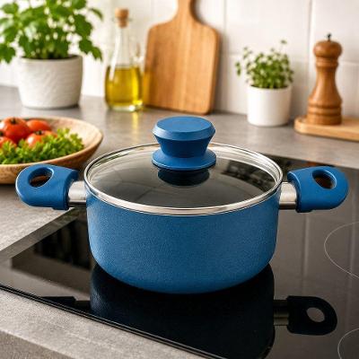 Panela Max Chefe Blue Antiaderente Alumínio Revestido de Cerâmico com Tampa Vidro Temperado Azul
